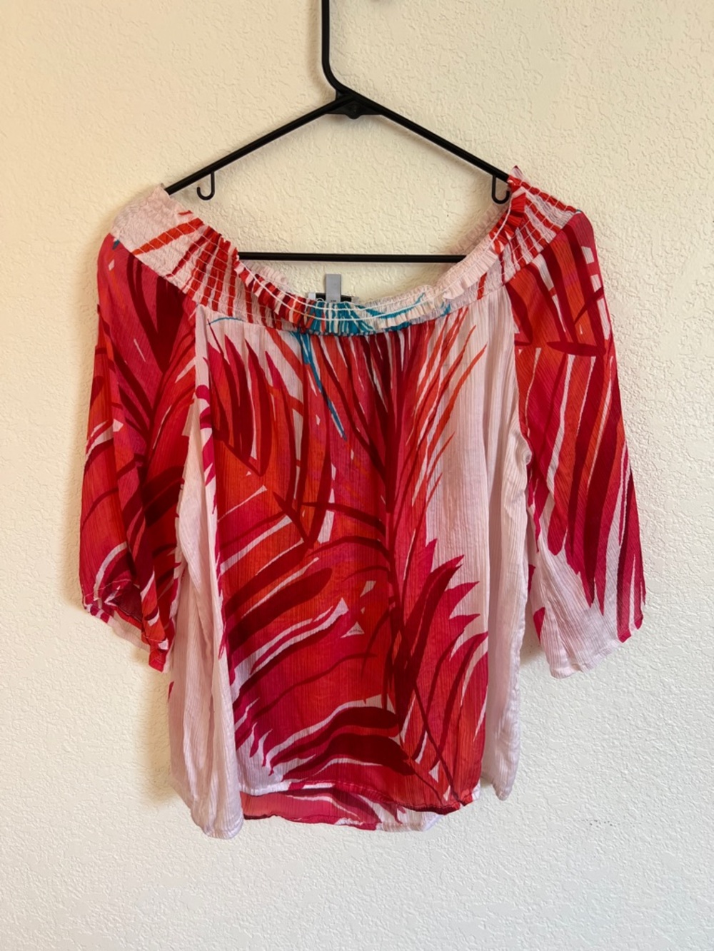 Bebe 100% Silk Off The Shoulder Top